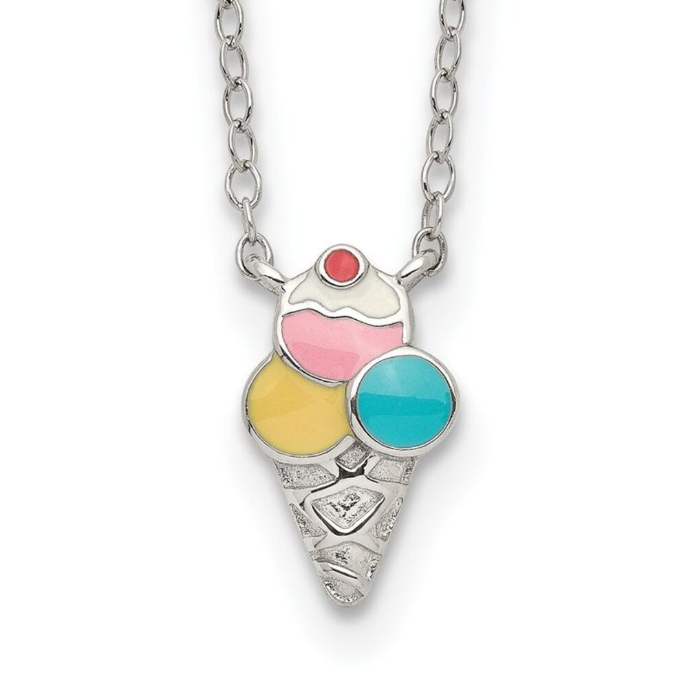 Silver & Textured Multi-Color Enameled Ice Cream … - image 1